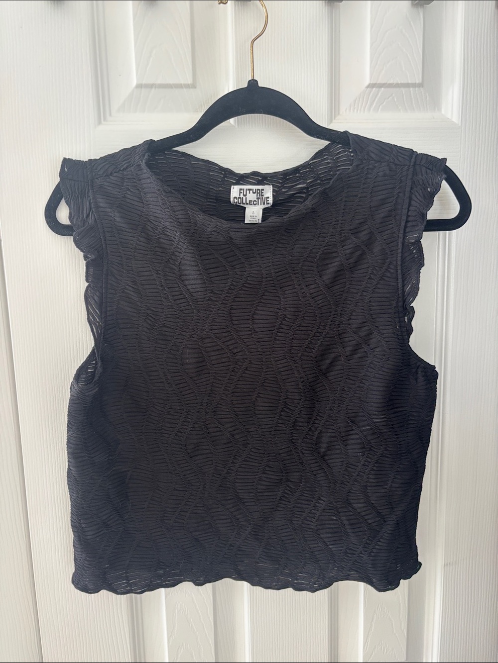 Future Collective Black Sleeveless Textured Tank